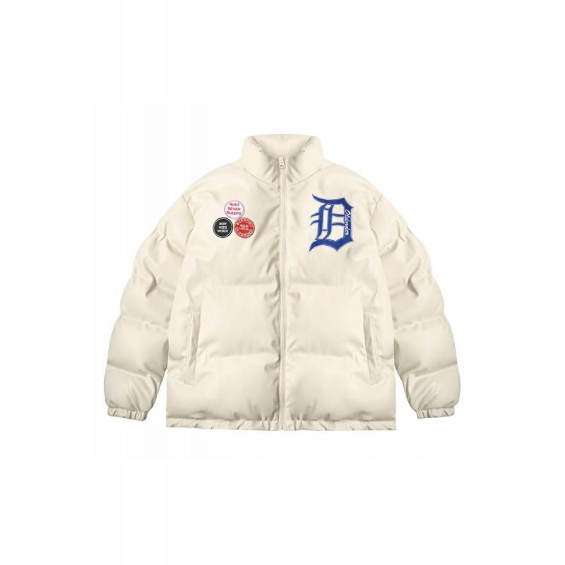 Oversized Hooded Cotton Puffer Jacket Men Women Winter Warm Loose Fit Streetwear With Embroidered Patch