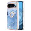 YB IMD Series-17 Style-E For Google Pixel 9/Pixel 9 Pro TPU Case Electroplating Kickstand Marble Pattern Cover