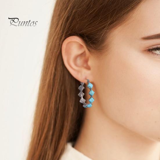1 пара женских серег преувеличенной U-образной формы, натуральный камень, этнический стиль, богемный ромб, эффектные серьги из искусственной бирюзы, модные украшения