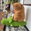 25 см Каваи Симуляция Капибара Плюшевые Игрушки Капибала Едет на Гусе и Крокодиле Мягкие Игрушки для Детей Подарки на День Рождения
