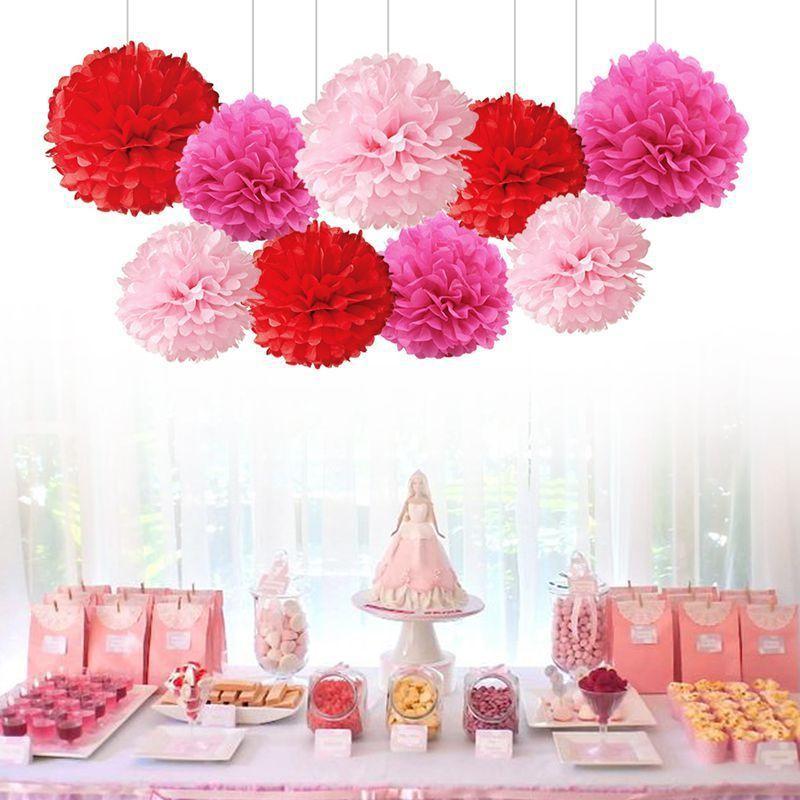 8 9pcs 10 Tissue Paper Pom Poms Ball Wedding Birthday Party Baby Decor Room