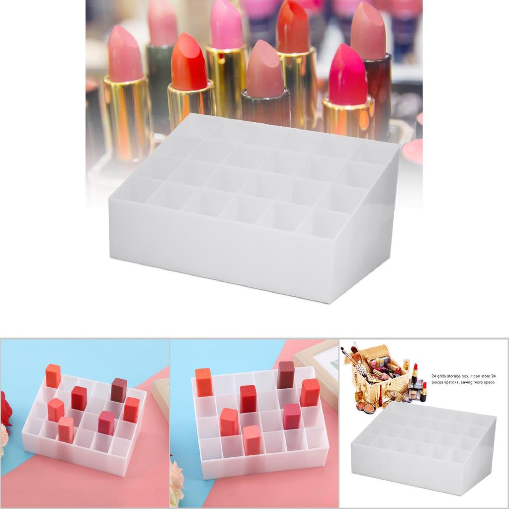 24 Grids Lipstick Holder Display Stand Cosmetic Organizer Makeup Storage Box