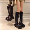7Cm Thick-soled Knight Boots Women's 2025 Autumn and Winter New Small Locomotive Boots But Knee Muffin Boots