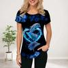 Women Summer T Shirt Blue Crystal Dolphin Print Short Sleeve Tees Casual Printed Tops