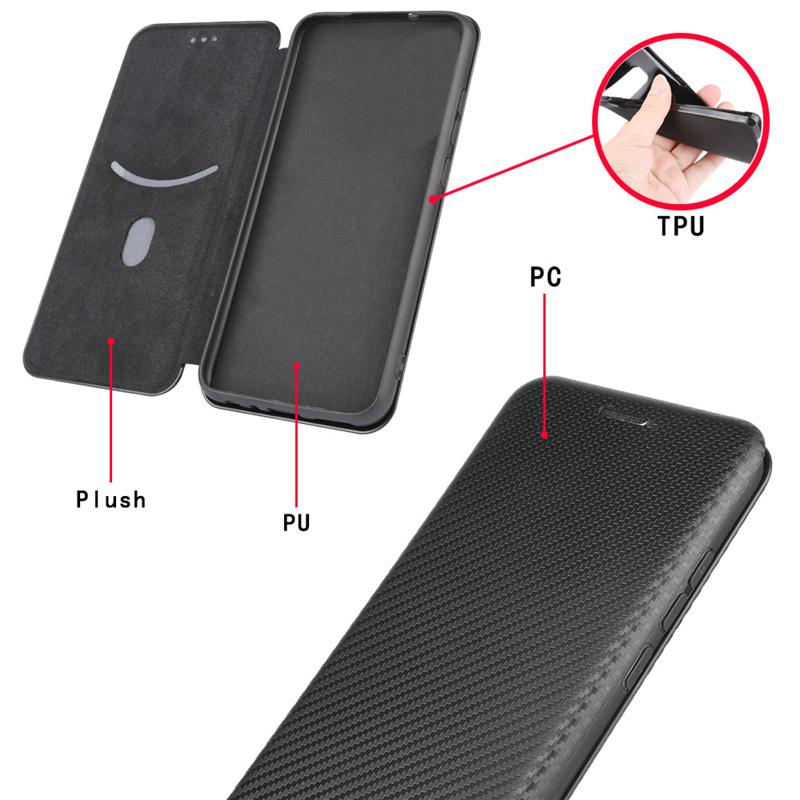 For Flip Xiaomi Poco F8 Pro 5G Card Slot Carbon Fibre Magnetic Skin Leather Cover For Xiaomi Poco F8 Pro Shockproof Phone Case