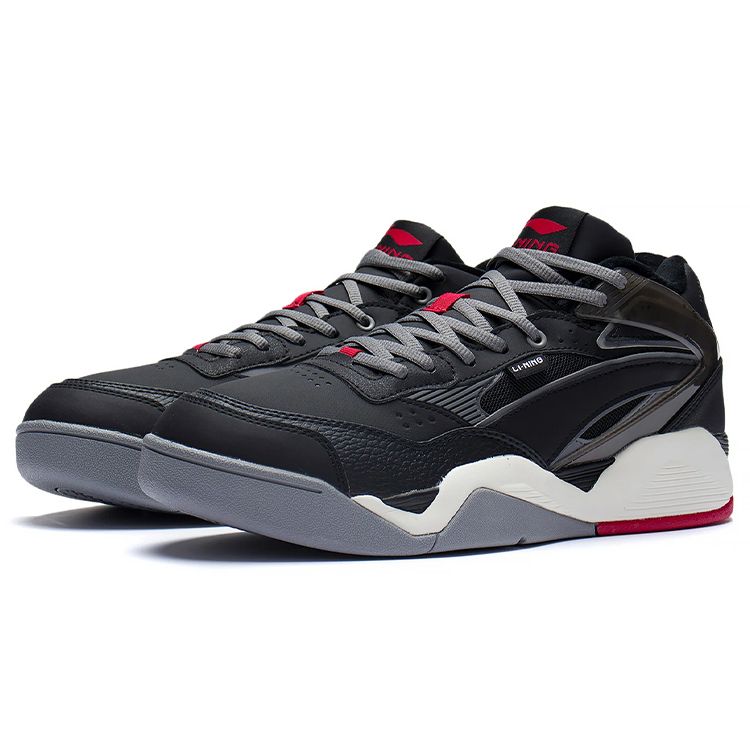 Li Ning Ln Bbs нескользящие износостойкие легкие спортивные повседневные туфли средней высоты мужские кроссовки черные серые AGCS319-3