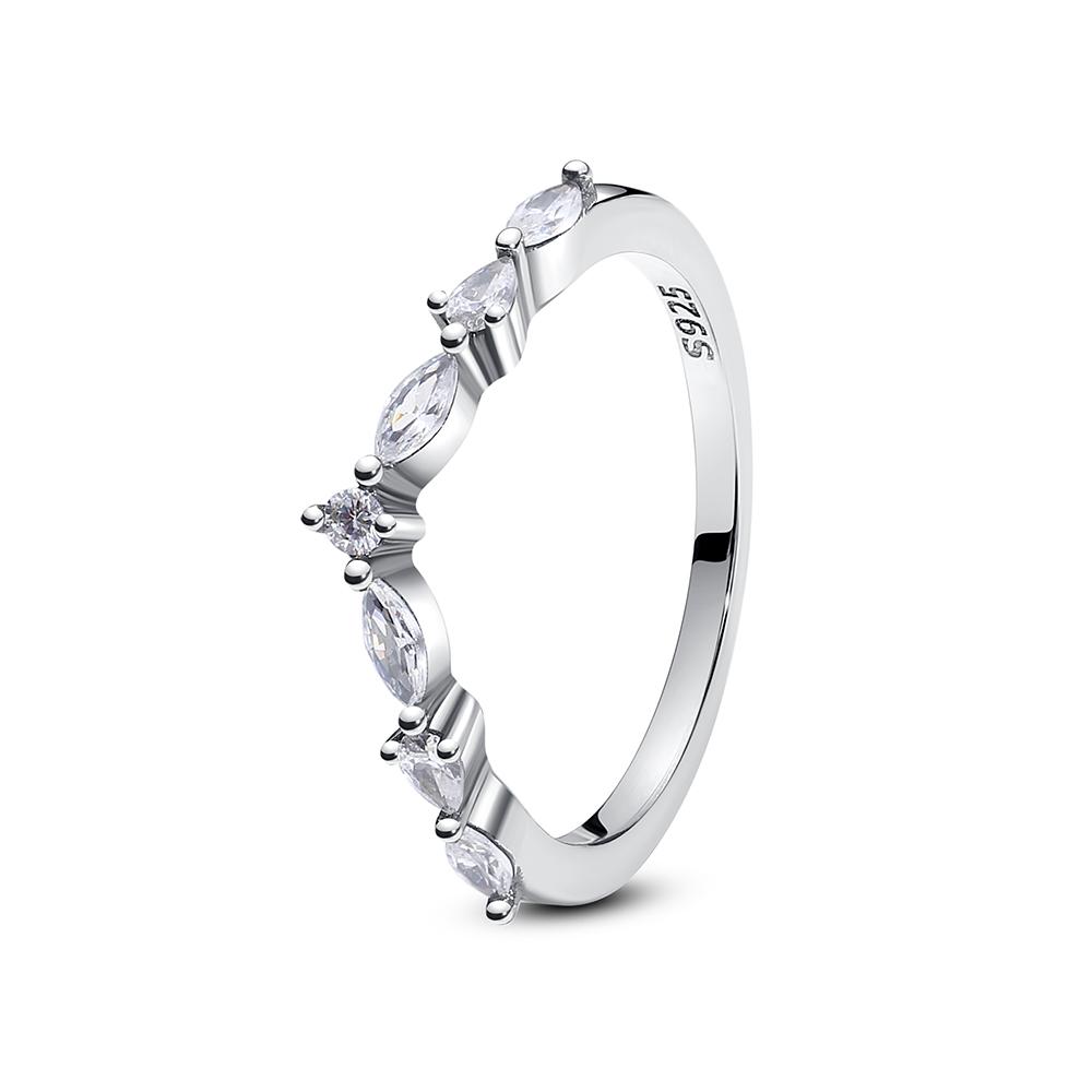 Original 925 Silver Rings For Women Love Heart Crown Wishbone Engagement Wedding Ring Rose Gold Luxury Jewelry Gift