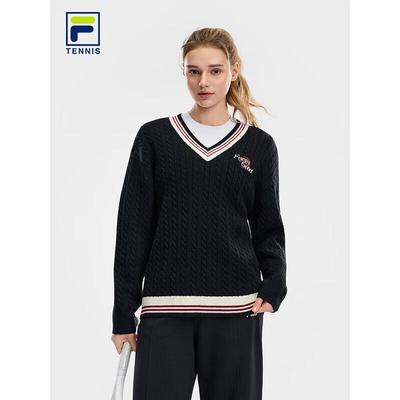 Fila Унисекс Вязаный Свитер с V-образным вырезом и косами для Тенниса