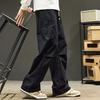 Брюки-карго осень-весна, свободные, прямые, однотонные, в стиле хип-хоп, с несколькими карманами, на резинке и завязками на талии, длинные брюки