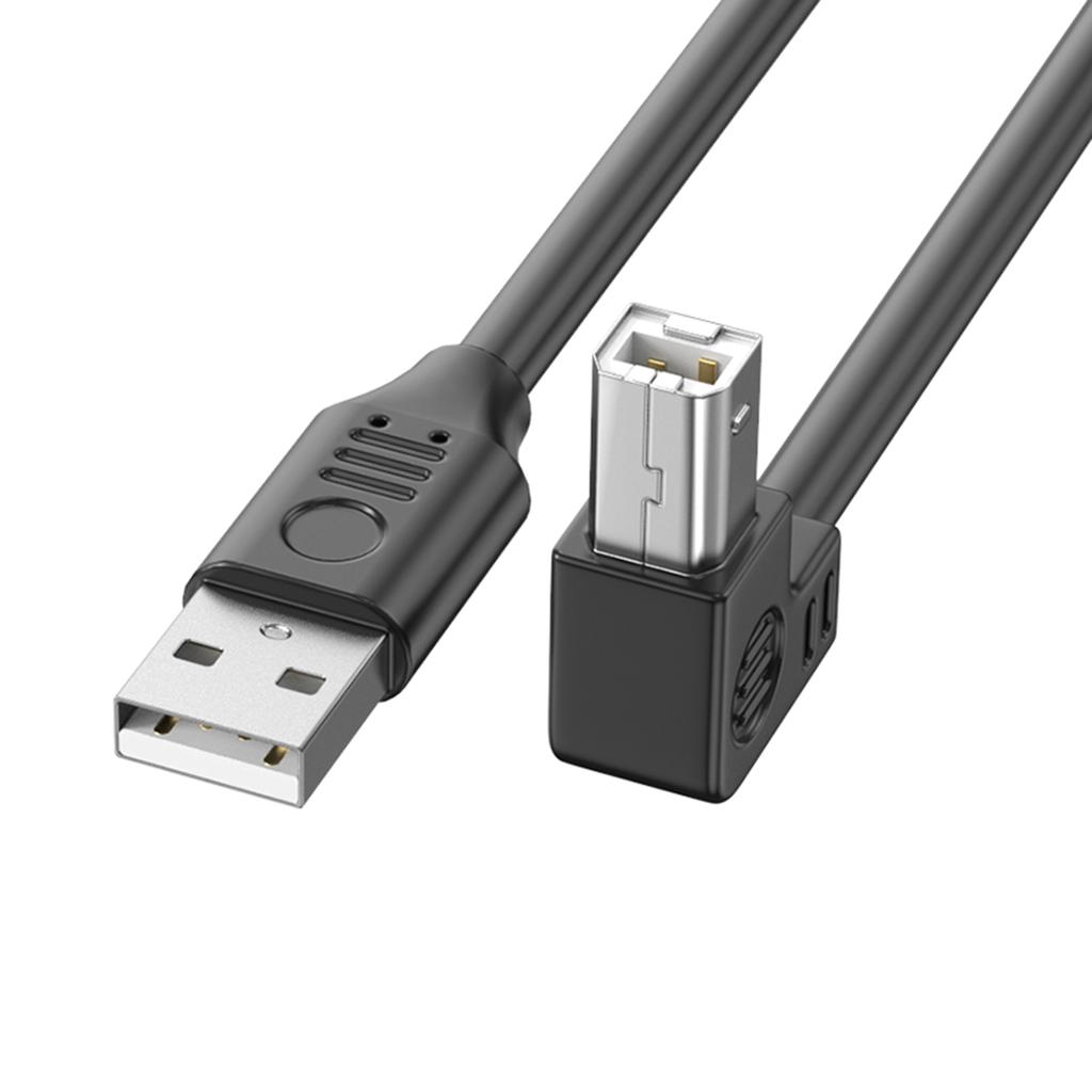 USB 2.0 Кабель для подключения принтера с фольгированной и плетёной экранировкой, большой длины, с угловым разъёмом 90 градусов для быстрой передачи данных