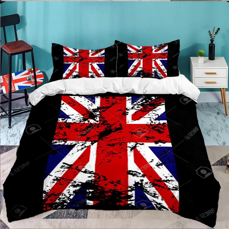 British Flag Artwork 3PCS Bedding set,Ideal for 1pc Duvet Cover And 2pcs Pillowcases Perfect for Fan gift,Ideal for Bedroom, Dormitory