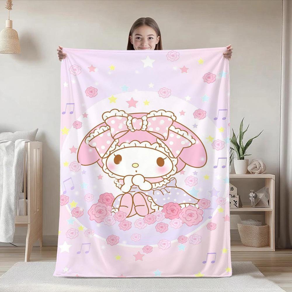 Kawaii M-Melody Sofas Blankets Fluffy Blanket New Year Furry Home and Decoration Bedspread on the Bed Camping Anime Sofa Picnic
