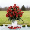Artificial Cemetery Flower 24 Heads Faux Silk Rose Bush Memorial Rose Flower Bouquet for Headstones Gravesite Vase