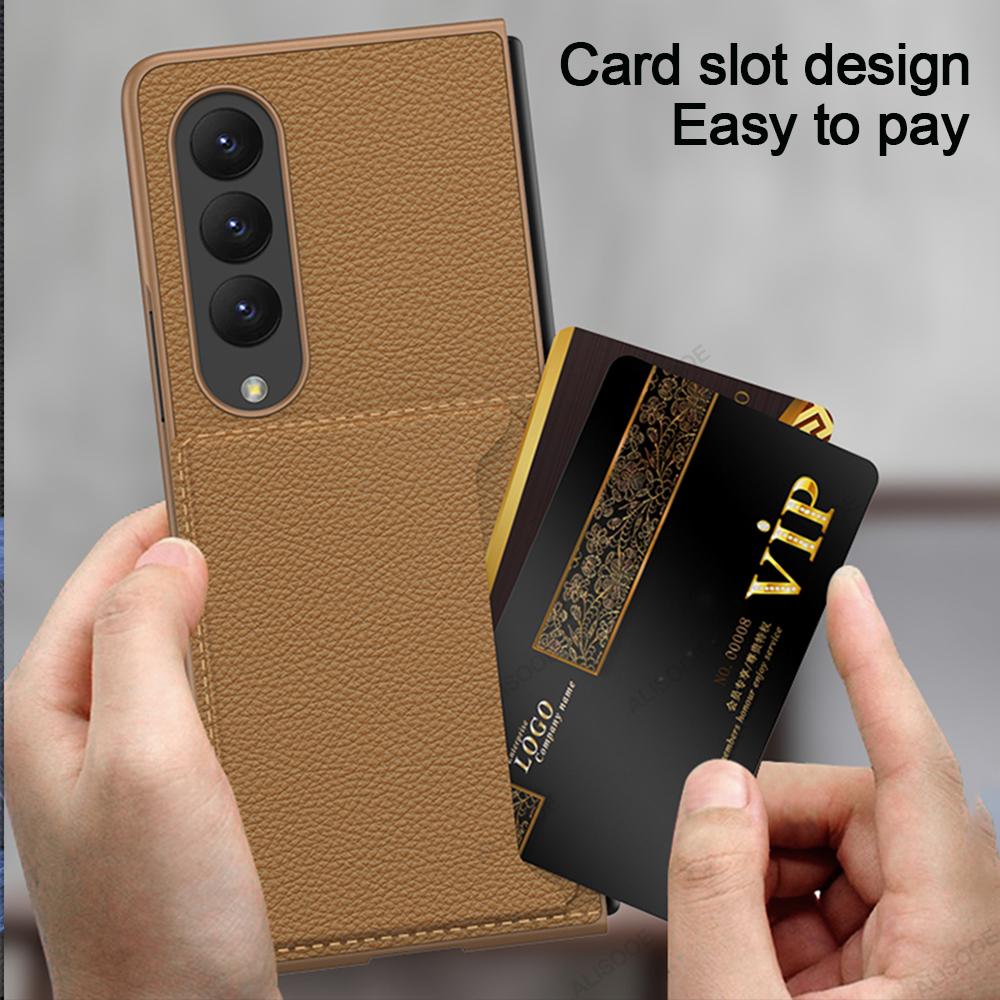 Чехол для Samsung Galaxy Z Fold 4 5g, ультратонкий кожаный чехол с гнездом для карт, пластиковый чехол, чехол для Samsung Z Fold 4 Fold4