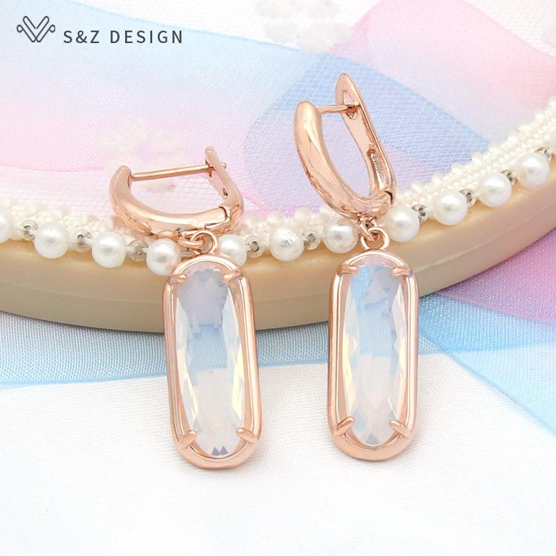 Classic Elegant Oval Egg Shape Cubic Zirconia Drop Earrings For Women Girl Wedding Party Fashion Jewelry Rose Gold Color Eardrop