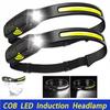 Индукционный налобный фонарь COB+LED, налобный фонарь со встроенным аккумулятором, USB-перезаряжаемый, водонепроницаемый, для кемпинга, рыбалки, работы