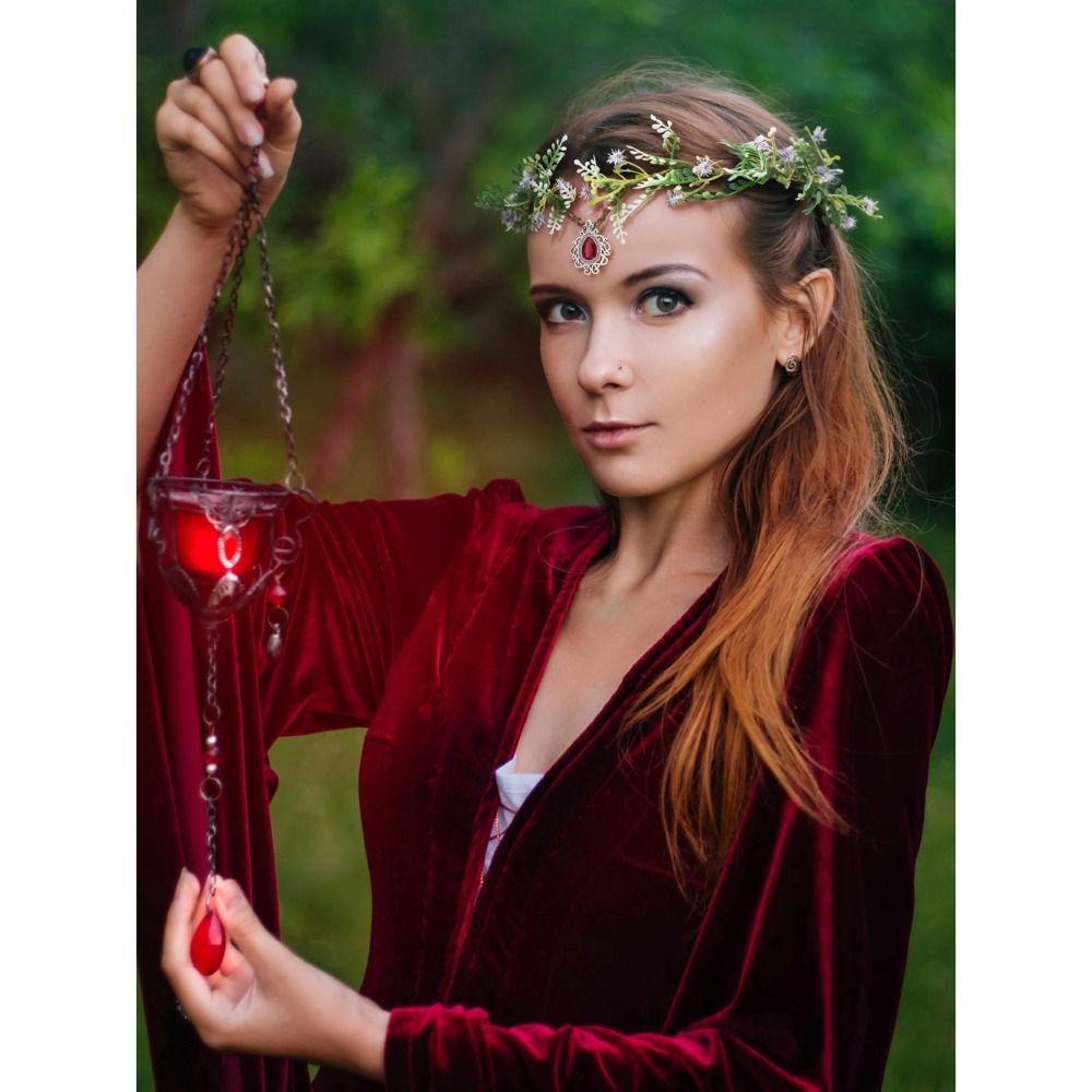 Косплей Эльфийский Головной Убор Костюм на Хэллоуин Лесная Цветочная Повязка на Голову Эльфийская Принцесса Тиара