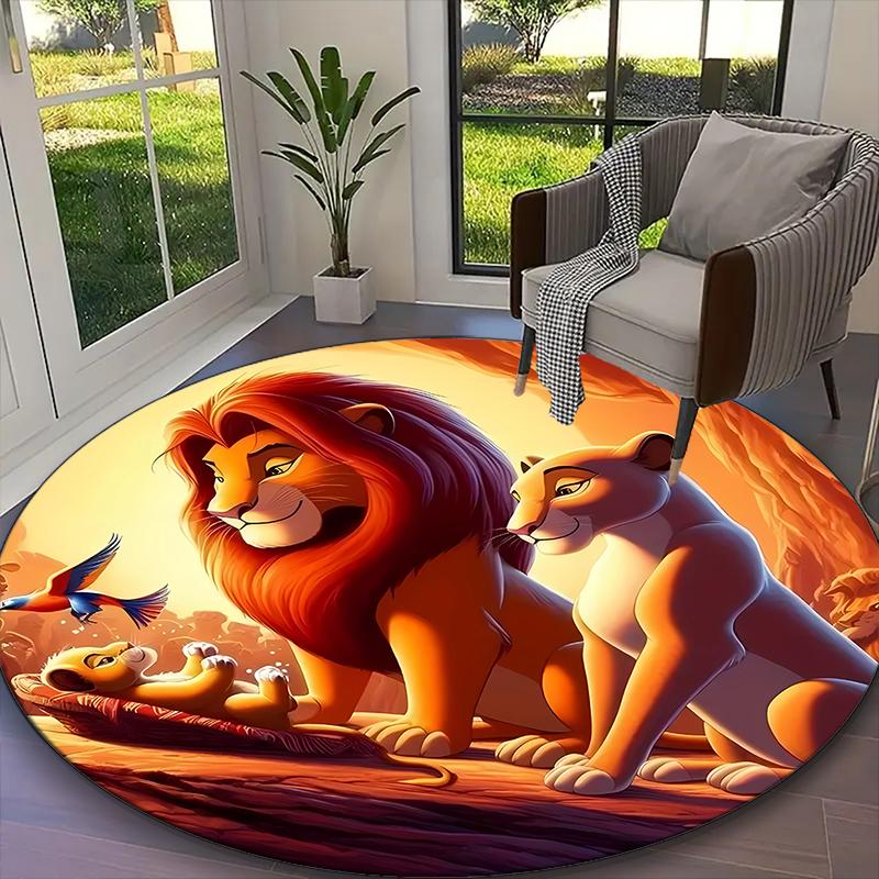 1pc Digital Printed Chair Rug for Home Office Use, Pooh Bear And Friends Good Night Floral Carpet Appropriate for All Seasons, Soft Round Carpet