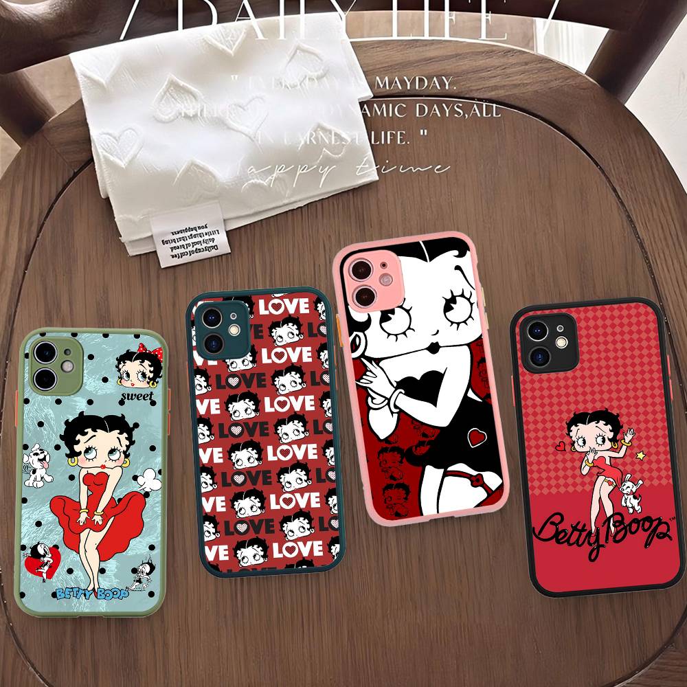 B-Betty-Cute-B-Boop Anime Phone Case For iPhone 16e 16 15 14 13 12 11 Pro Max X XS Max Plus Matte Clear