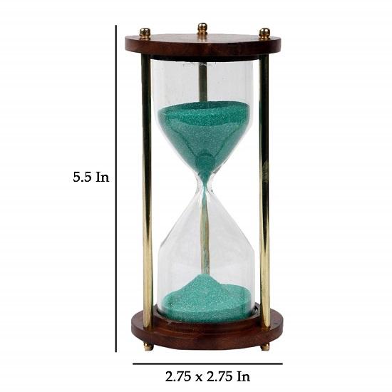Песочные часы из морской латуни и дерева, песочные часы, идеальные для упражнений, приготовления чая, 5 минут, 13,97 см, выставочный образец
