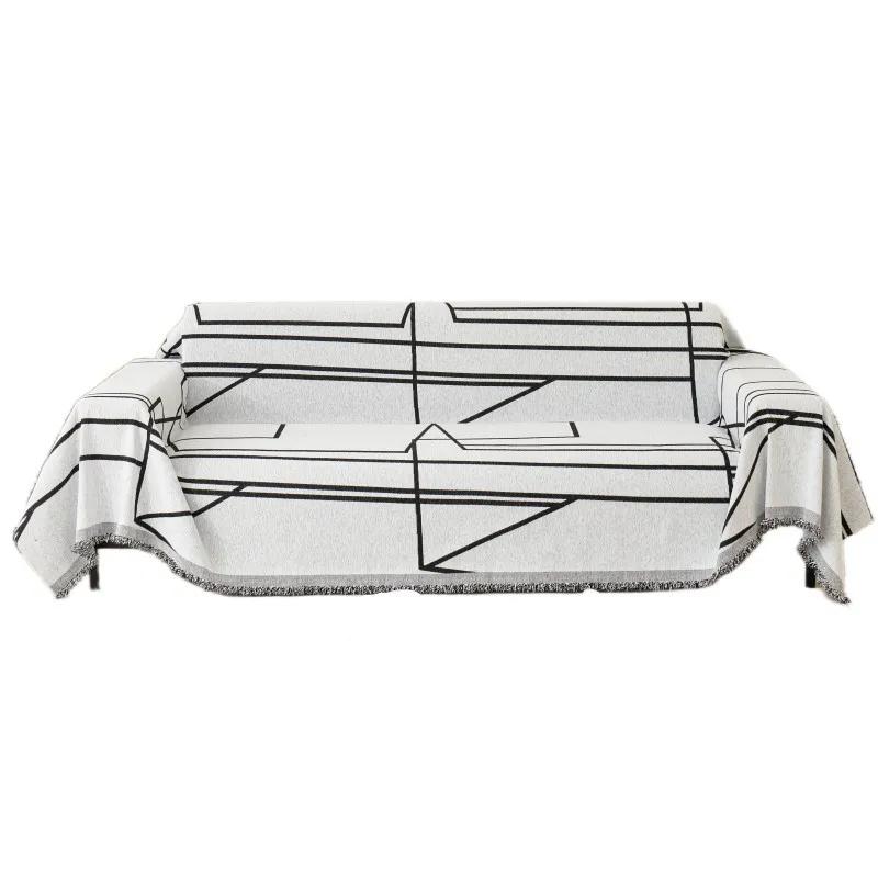 Black Lines Chenille Sofa Cover Cloth Sofa Blanket Cover Full Universal Couch Towel Dust Proof Sofa Cushion Cover