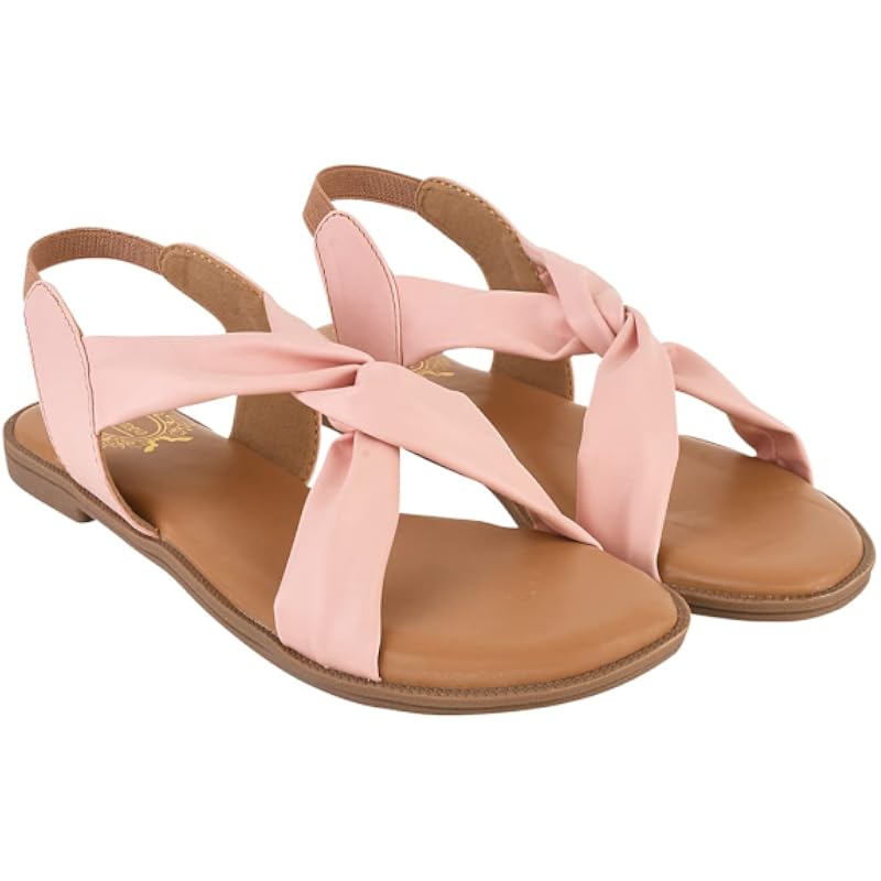 Shoetopia Cross Strap Pink Flat Sandals For Women & Girls /Uk9