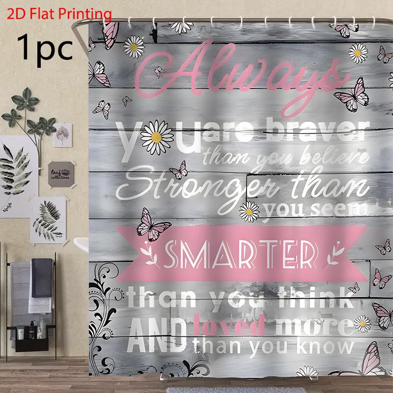 1PC-piece shower curtain set with 12 hooks, Bathroom Home Decor 2D Flat Printingwashable curtains for home decoration Accessories Home Decor