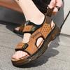 Молодежные сандалии, мужские дышащие из натуральной кожи, новые летние повседневные пляжные туфли из натуральной кожи на платформе с мягкой подошвой