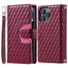 For iPhone 16 Pro Case Zipper Wallet PU Leather Rhombus Grid Phone Cover