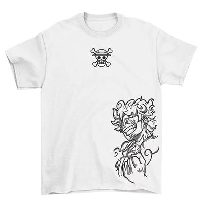 Летняя мужская футболка One Piece Коллекция Аниме Хлопковые футболки с Луффи Зоро Череп Пиратский Логотип Золотой Контурный Рисунок Круглый Вырез