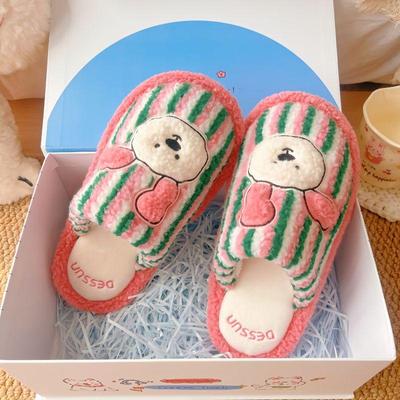 Уютные хлопковые тапочки с героями мультфильмов: Высококачественная Нескользящая Теплая Зимняя Домашняя Обувь для Пар