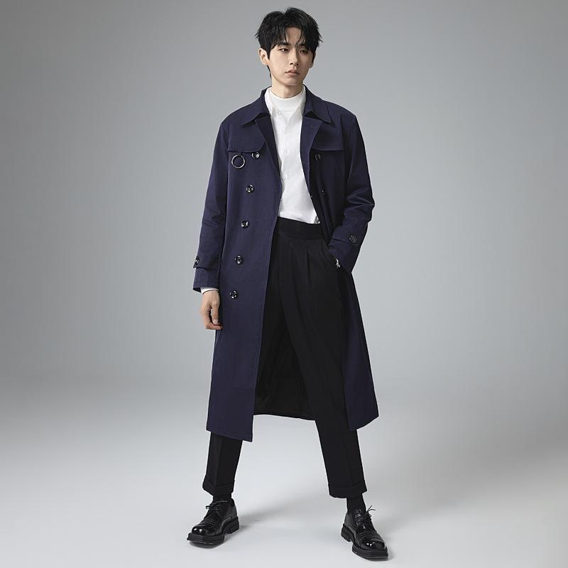Мужской плащ, повседневный, удлиненный, двубортный, мужской плащ, ветровка, ветрозащитное пальто M-6XL