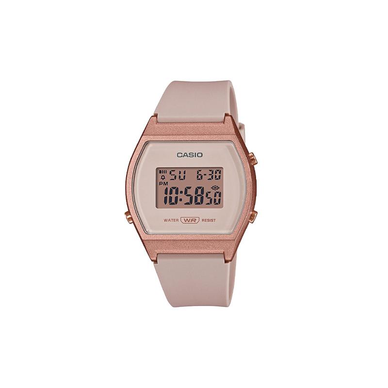Casio Серия VINTAGE-L Цифровой дисплей Модные Классический Кварцевый механизм Ремешок из смолы Японские и Корейские Часы Женские Часы Розовые LW-204-4ADF