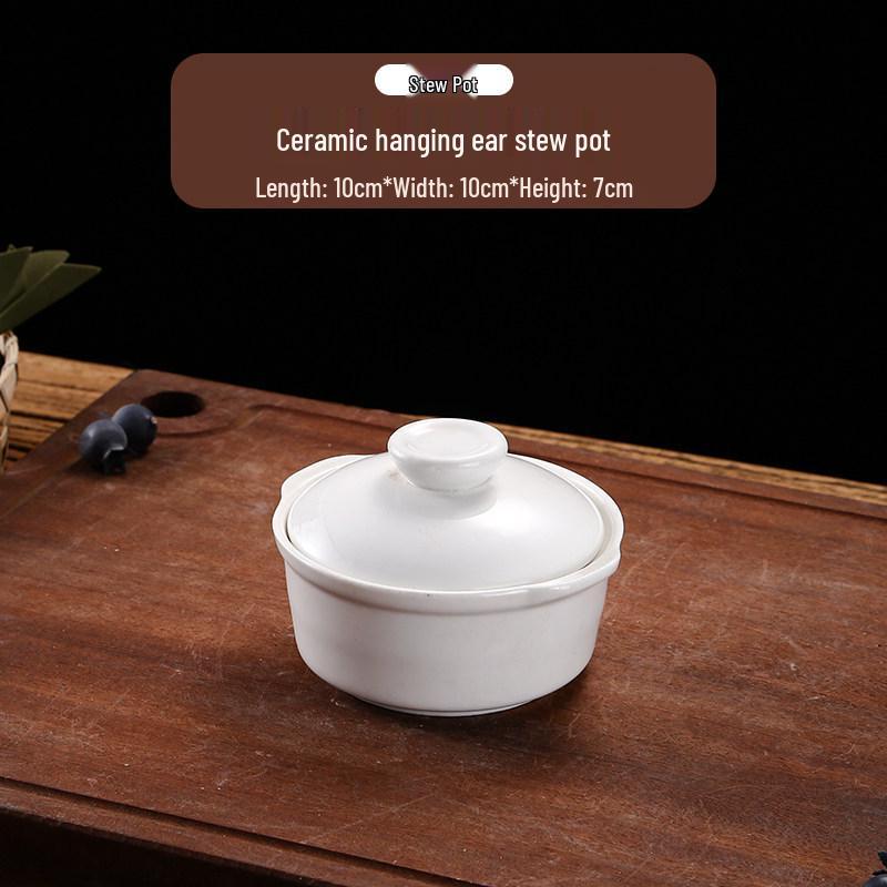 Ceramic Double Boiler Stew Pot with Lid for Soup, Bird's Nest, and Steamed Eggs