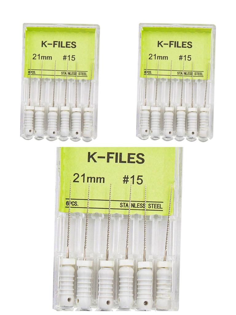 3boxes,6Pcs/Box Dental K Files 21mm/25mm Hand Use Files Stainless Steel Root Canal Files Dentistry Endodontic Instruments
