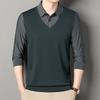 Fake Two-Piece Shirt Collar Long-Sleeved T-Shirt Medium Top Men'S Business Casual Polo Shirt