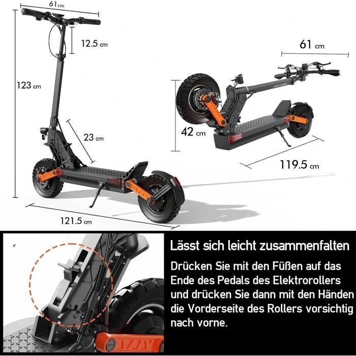 Scooter électrique JOYOR S8-S-Z - Deux moteurs 600 W - Batterie 48 V 26 Ah -- Autonomie 75 km - Noir
