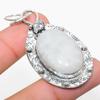 Natural Rainbow Moonstone, White Topaz 925 Sterling Silver Pendant 2.36" A3e96