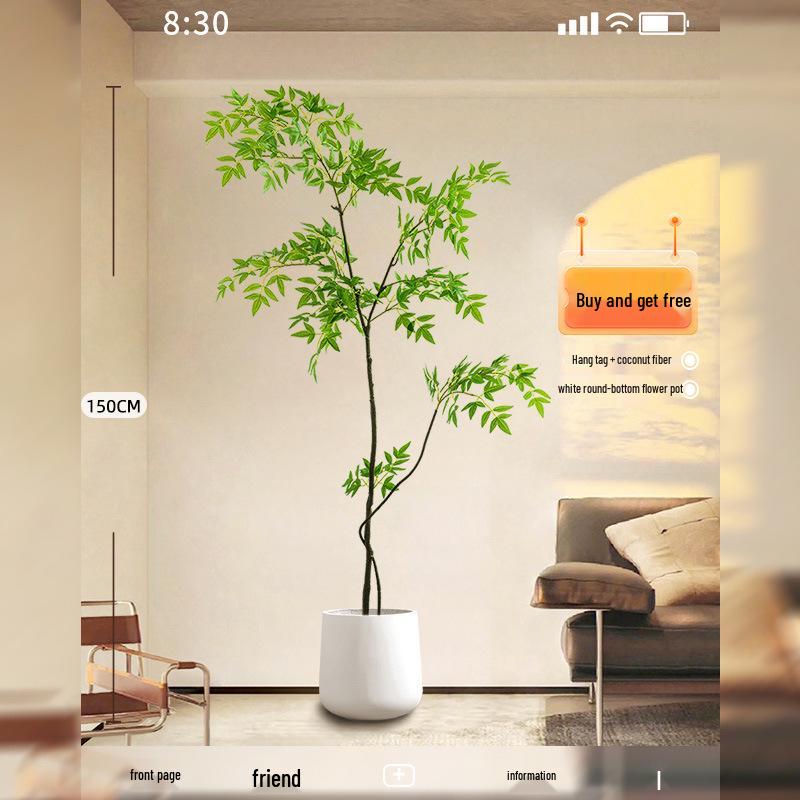 Нандина Роскошное Искусственное Дерево - Напольное Украшение для Помещений и Бионическое Зеленое Растение в Горшке