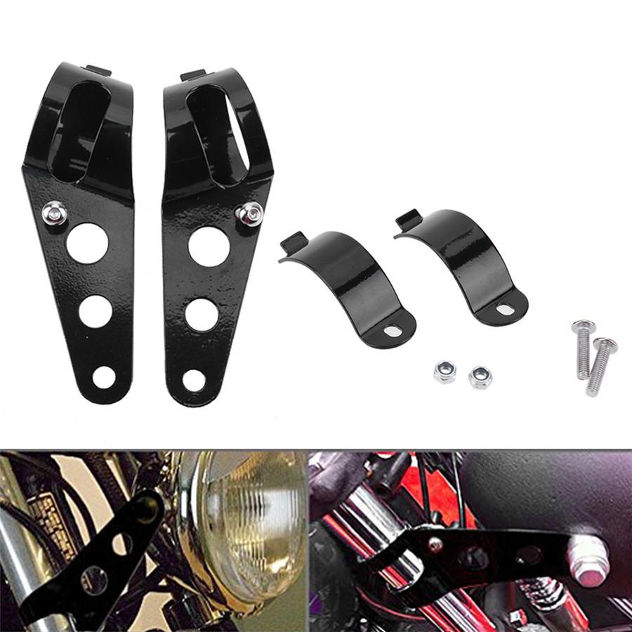 Universal Motorcycle Headlight Mount Brackets Fork Ear Headlamp Holder Adjust Motor Fork Mount Black