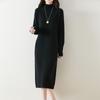 Women Sweater Dress 100% Wool MODERN NEW SAGA Turtleneck Knit Long Pullover Winter Jumpers Wool Long Dress Female