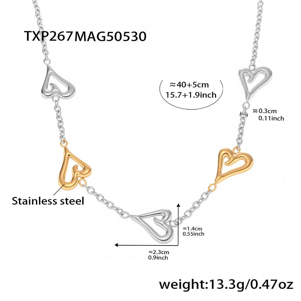 Много сердечек Браслеты-ожерелья из нержавеющей стали с покрытием 18 карат Золотом Не тускнеющая цепочка Сочетающиеся браслеты для женщин