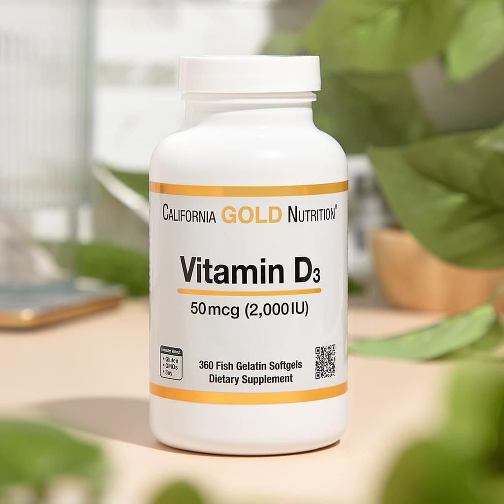 California Gold Nutrition, Витамин D3, 50 мкг (2000 МЕ), 360 капсул из рыбного желатина