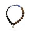 South African Blue Jasper Bracelet + Matte Black Onyx Beads + 8 Mm Wood