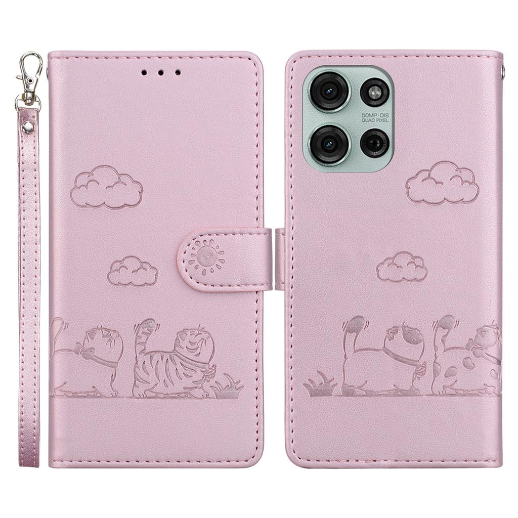 For Motorola Moto G75 5G Case RFID Blocking Kitten Pattern TPU+PU Leather Phone Cover
