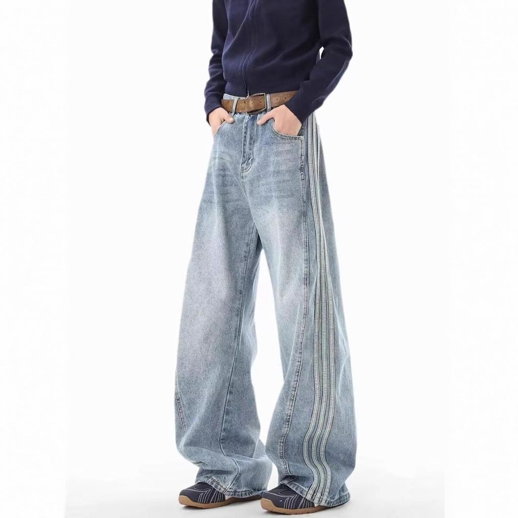 Джинсы JYL Унисекс Bootcut Американский Винтаж Весна Нишевые Свободные Модные Джинсовые для Пары