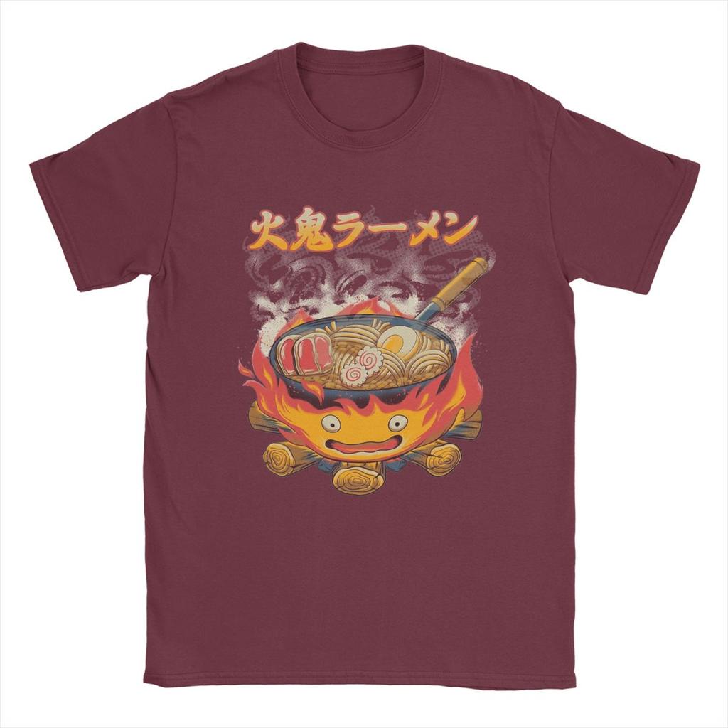 Мужские футболки Howled Ramen Movings Fire Demon Castles, 100% хлопок, винтажные футболки с круглым вырезом, новое поступление футболок
