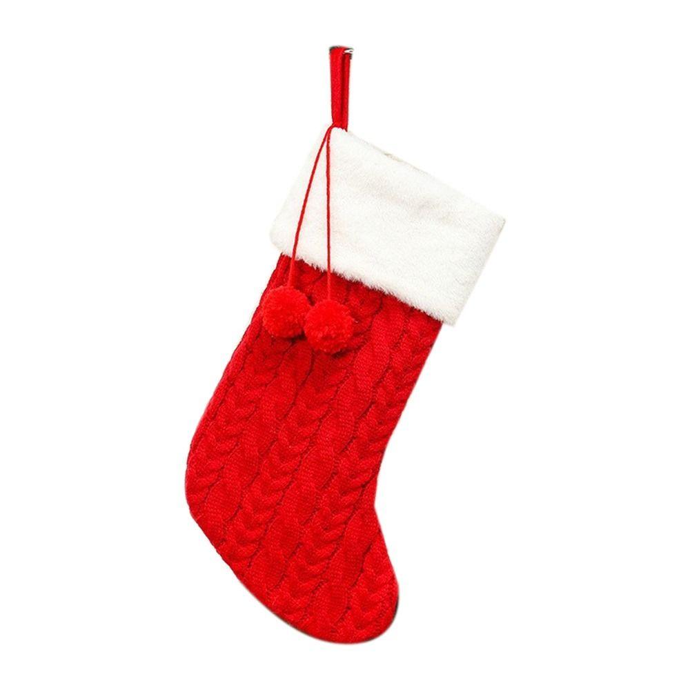 Red/Green/White Christmas Knitting Stocking Large Capacity Christmas Tree Pendant Home