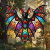 Halloween Witch Hat Hanging Decoration Stained Glass 2D Flat Acrylic Creepy Bat Skull Suncatcher Indoor Outdoor Wall Window Hanging Sign Ornament