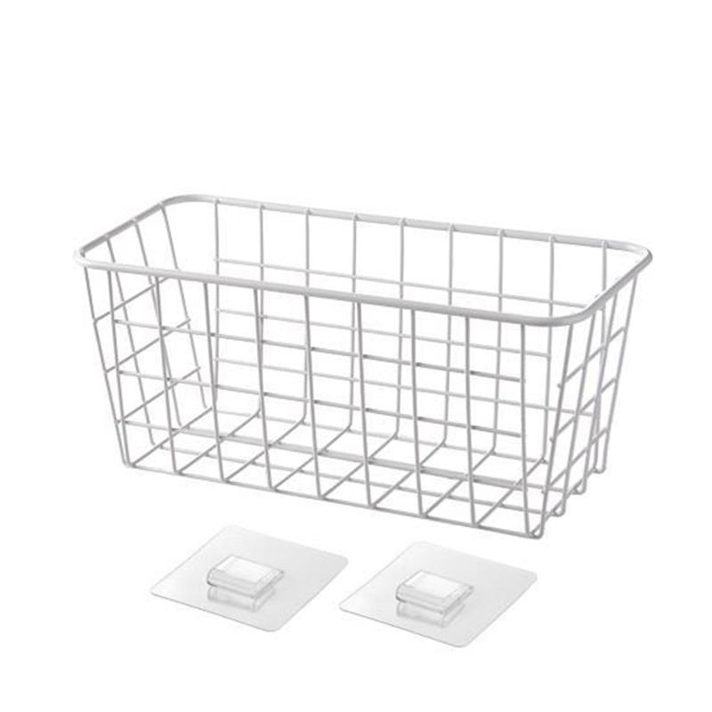 1 Pcs Wrought Iron Kitchen Seasoning Storage Basket Storage Basket Bathroom Rectangular Storage Box Wall Hanging Rack Storage